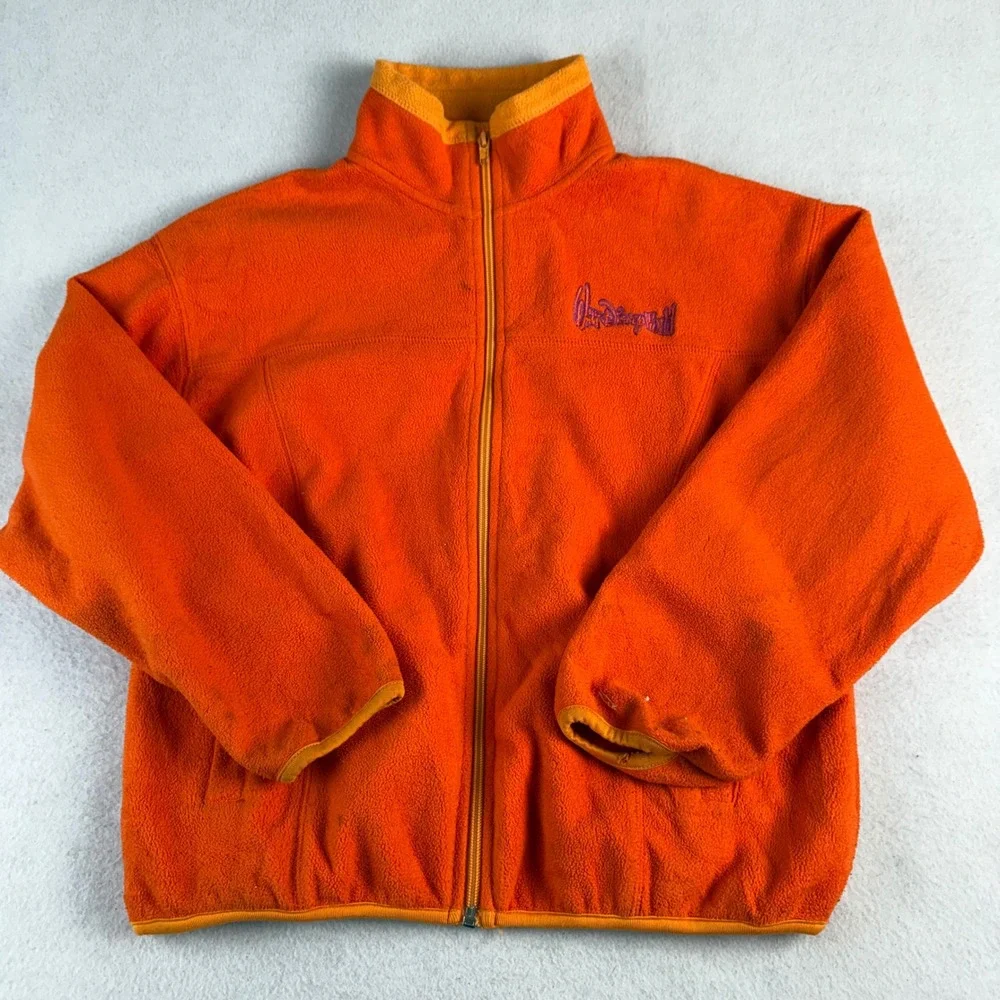 Walt Disney World Kids Orange Fleece Jacket Winnie the Pooh Full Zip Large